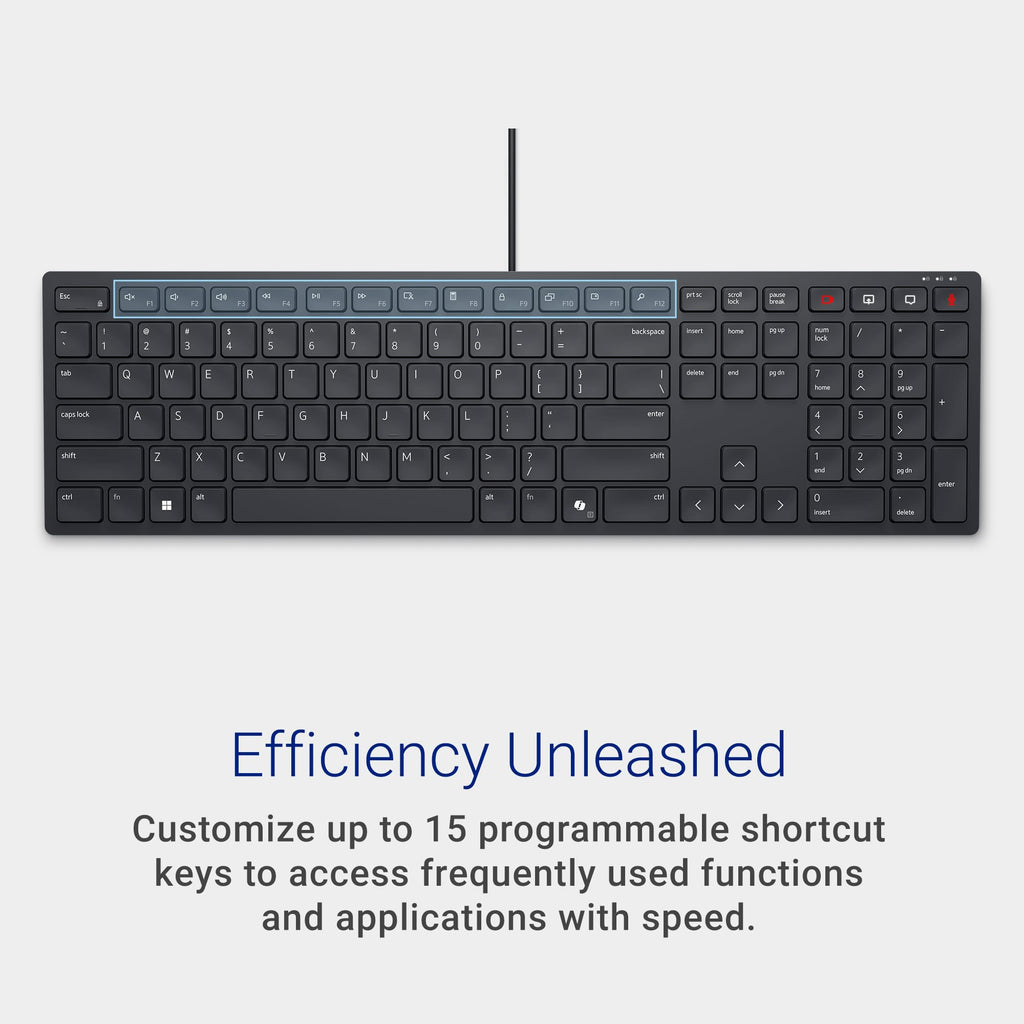 Dell Wireless Keyboard and Mouse - KM3322W, Wireless - 2.4GHz, Optical LED Sensor, Mechanical Scroll, Anti-Fade Plunger Keys, 6 Multimedia Keys, Tilt Leg - Black (NEW)