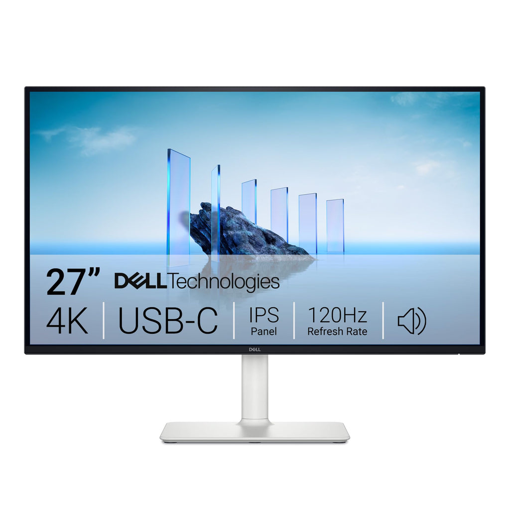 Dell 27 Plus 4K USB-C Monitor - S2725QC - 27-inch 4K (3840 x 2160) 120Hz 16:9 Display, AMD FreeSync Premium, sRGB 99%, Integrated Speakers, 1500:1 Contrast Ratio, Comfortview - Ash White (NEW)