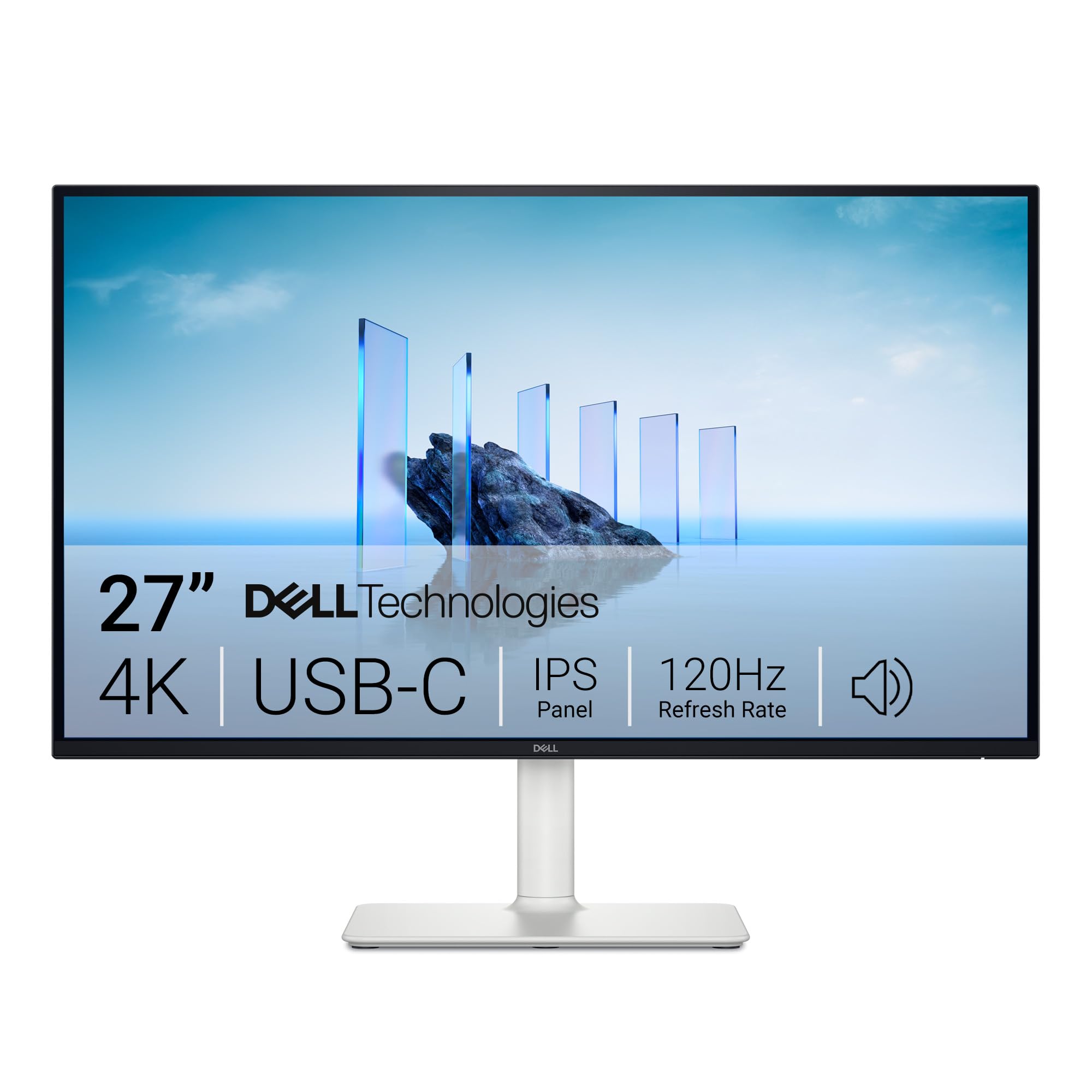 Dell 27 Plus 4K USB-C Monitor - S2725QC - 27-inch 4K (3840 x 2160) 120Hz 16:9 Display, AMD FreeSync Premium, sRGB 99%, Integrated Speakers, 1500:1 Contrast Ratio, Comfortview - Ash White (NEW)
