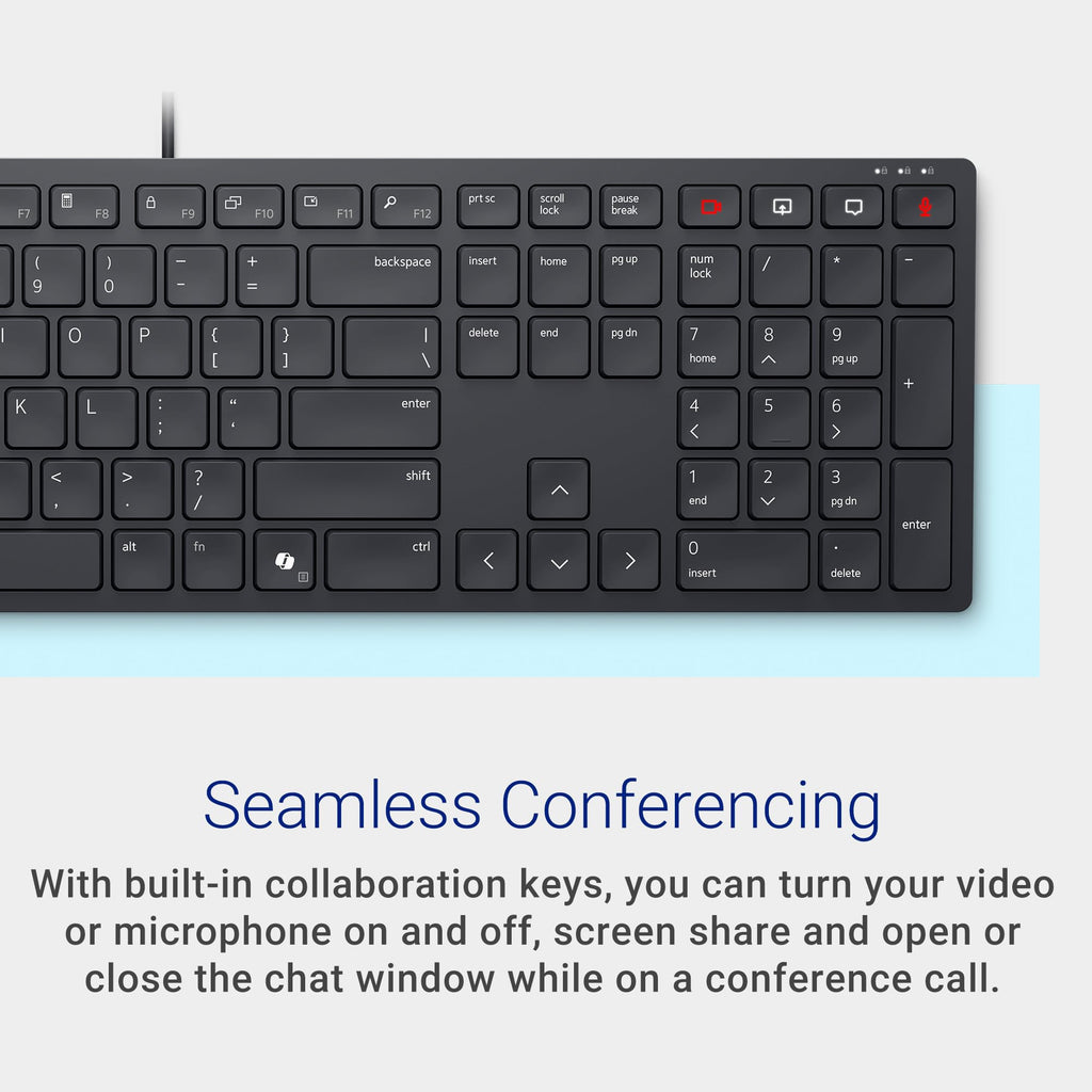 Dell Wireless Keyboard and Mouse - KM3322W, Wireless - 2.4GHz, Optical LED Sensor, Mechanical Scroll, Anti-Fade Plunger Keys, 6 Multimedia Keys, Tilt Leg - Black (NEW)