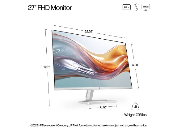 HP Series 5 27 inch FHD White Monitor - 527SW (REFURBISHED-LIKE NEW)