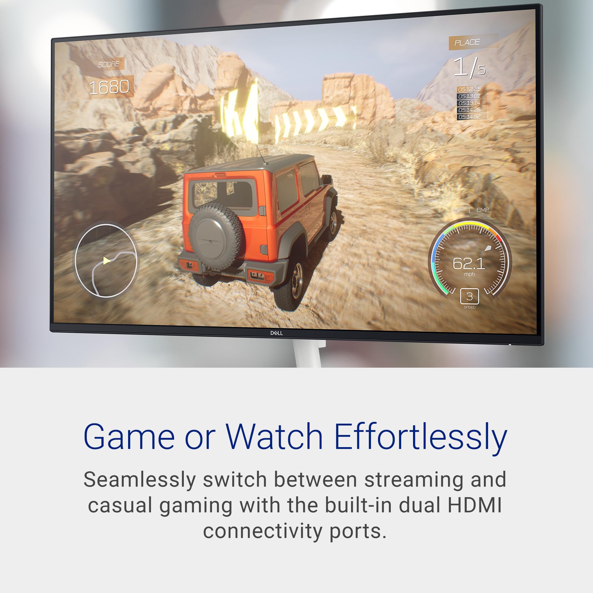 Dell S2725H Monitor - 27 Inch, FHD (1920x1080) Display, 100Hz Refresh Rate, 1500:1 Contrast Ratio, 99% sRGB, TÜV Rheinland Eye Comfort 4 Star, Integrated 2x5W Speaker, Tilt- Ash White Color (REFURBISHED-LIKE NEW)