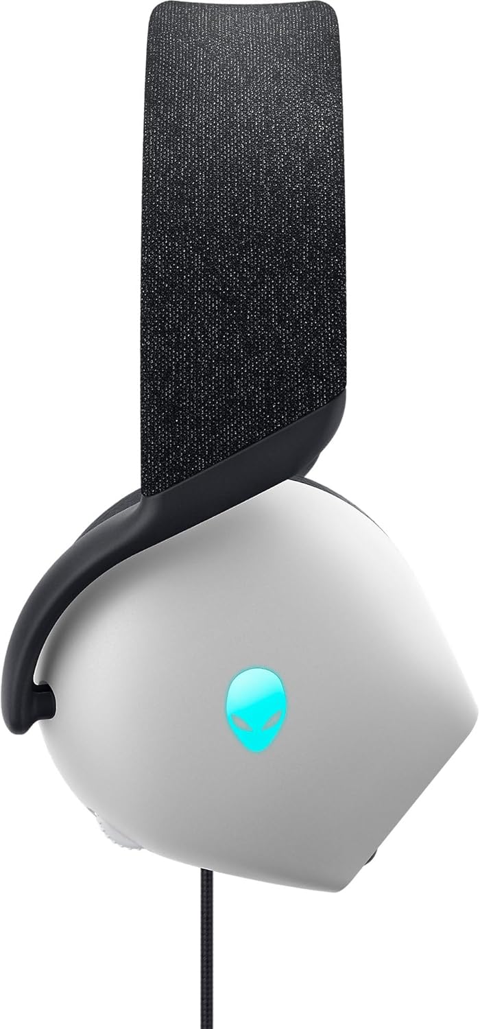 Alienware AW520H Wired Gaming Headset - Dolby Atmos, Unidirectional, AlienFX 16.8 Million RGB Colors, Microphone Mute, Volume On-headset Controls, 40mm Hi-Res Certified - Lunar Light (REFURBISHED-LIKE NEW)