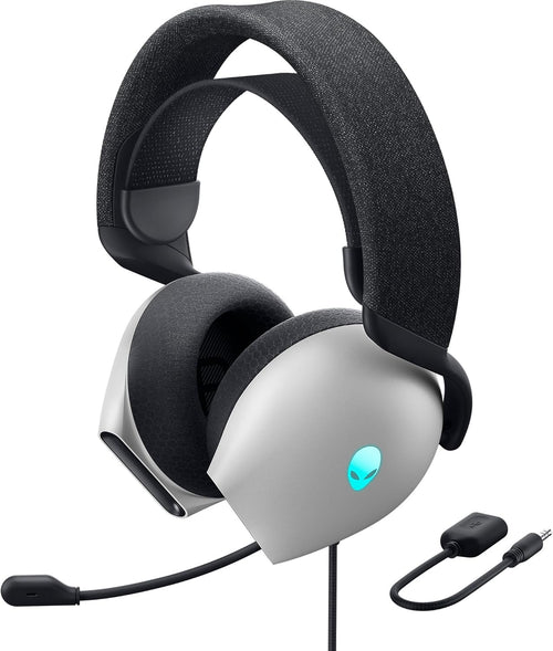 Alienware AW520H Wired Gaming Headset - Dolby Atmos, Unidirectional, AlienFX 16.8 Million RGB Colors, Microphone Mute, Volume On-headset Controls, 40mm Hi-Res Certified - Lunar Light (NEW)