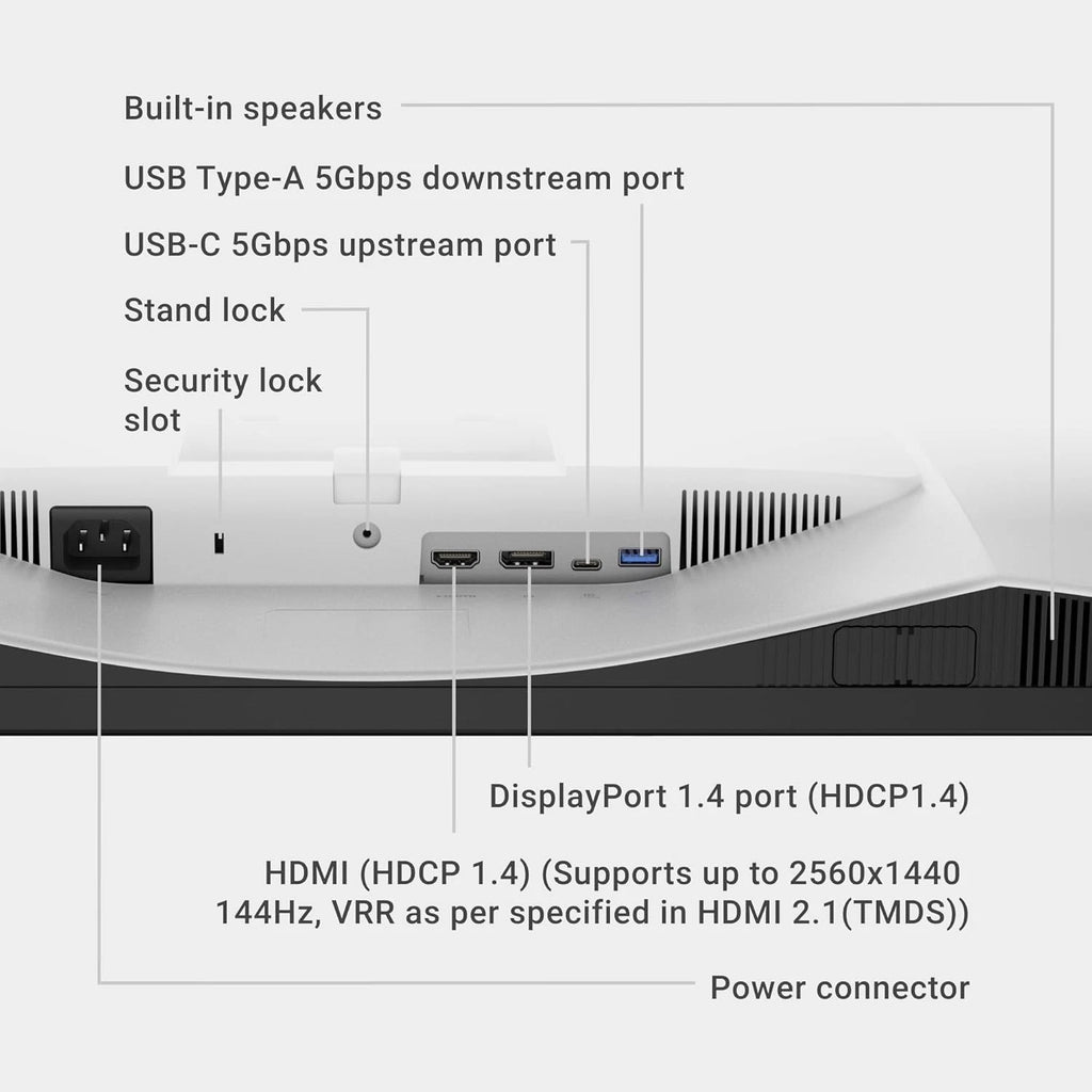 Dell 27 Plus QHD USB-C Monitor - S2725DC - 27-inch QHD (2560x1440) 144Hz 1ms Display, 2 x 3W Speakers, USB-C/HDMI/DisplayPort 1.4 Connectivity, Height/Tilt/Pivot/Swivel, AMD FreeSync - Ash White (NEW)