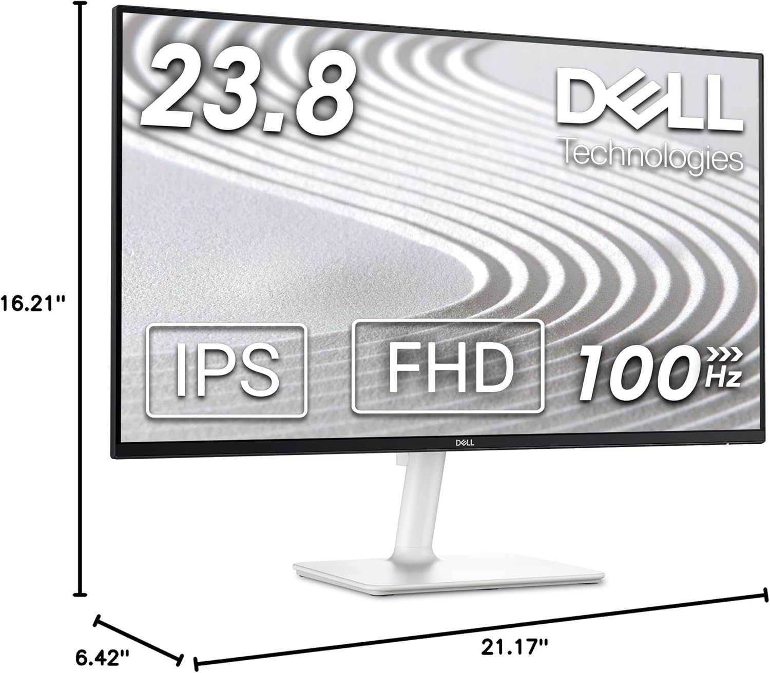 Dell S2425H Monitor - 23.8 Inch, FHD (1920x1080) Display, 100Hz Refresh Rate, 1500:1 Contrast Ratio, 99% sRGB, TÜV Rheinland Eye Comfort 4 Star, Integrated 2x5W Speaker, Tilt- Ash White Color (NEW)