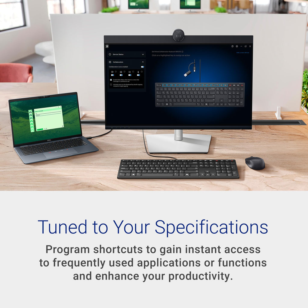 Dell Wireless Keyboard and Mouse - KM3322W, Wireless - 2.4GHz, Optical LED Sensor, Mechanical Scroll, Anti-Fade Plunger Keys, 6 Multimedia Keys, Tilt Leg - Black (NEW)