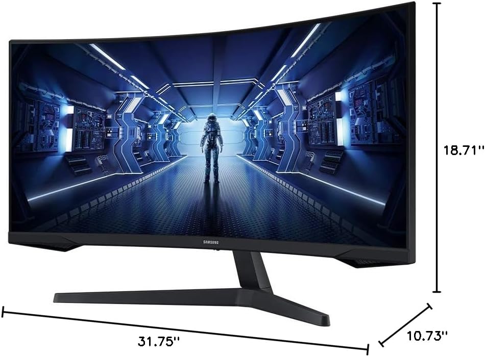 Samsung 34' Odyssey G5 Ultra-Wide Gaming Monitor with 1000R Curved Screen, 165Hz, 1ms, FreeSync Premium, Large Display, Eye Comfort, Multiple Ports, WQHD, LC34G55TWWNXZA, Black (NEW)