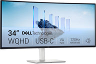 Dell 34 Plus USB-C Curved Monitor - S3425DW - 34-inch (3440 x 1440) up to 120 Hz 21:9 Display, VA Panel, AMD FreeSync Premium, 99% sRGB, 95% DCI-P3, Integrated Speakers, 3000:1 Contrast Ratio (REFURBISHED-LIKE NEW)