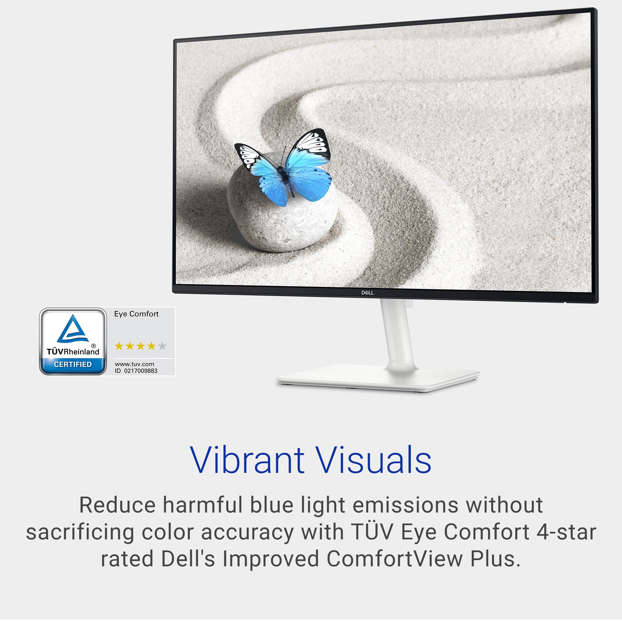 Dell S2725H Monitor - 27 Inch, FHD (1920x1080) Display, 100Hz Refresh Rate, 1500:1 Contrast Ratio, 99% sRGB, TÜV Rheinland Eye Comfort 4 Star, Integrated 2x5W Speaker, Tilt- Ash White Color (NEW)