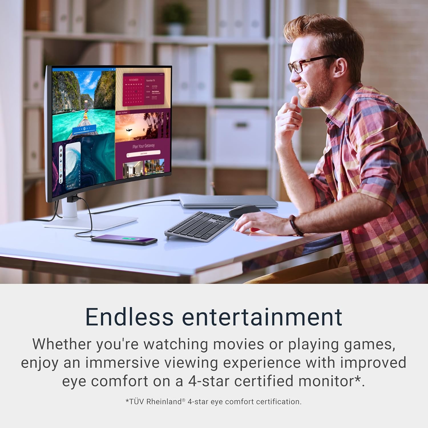 Dell 34 Plus USB-C Curved Monitor - S3425DW - 34-inch (3440 x 1440) up to 120 Hz 21:9 Display, VA Panel, AMD FreeSync Premium, 99% sRGB, 95% DCI-P3, Integrated Speakers, 3000:1 Contrast Ratio (NEW)