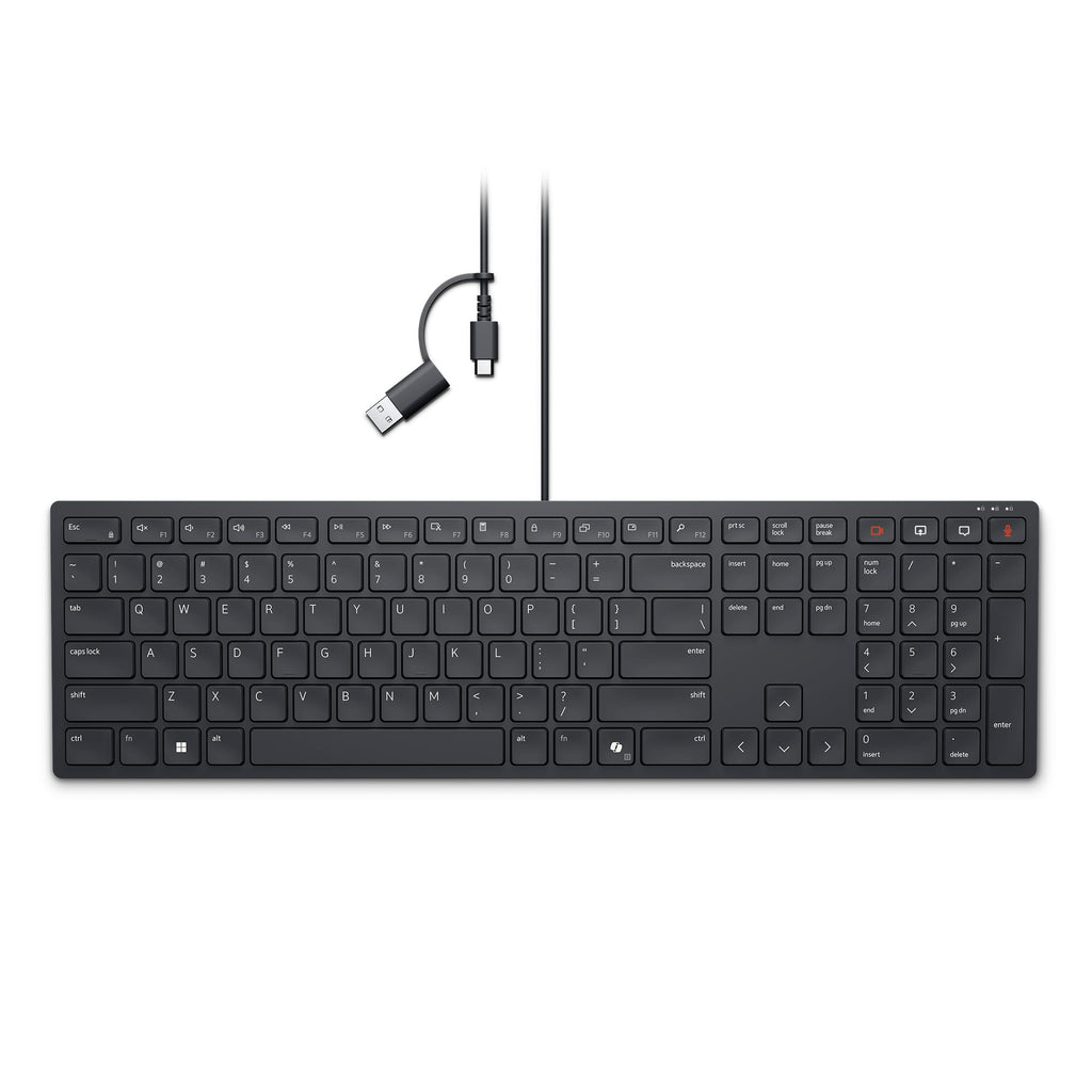 Dell Wireless Keyboard and Mouse - KM3322W, Wireless - 2.4GHz, Optical LED Sensor, Mechanical Scroll, Anti-Fade Plunger Keys, 6 Multimedia Keys, Tilt Leg - Black (REFURBISHED-LIKE NEW)