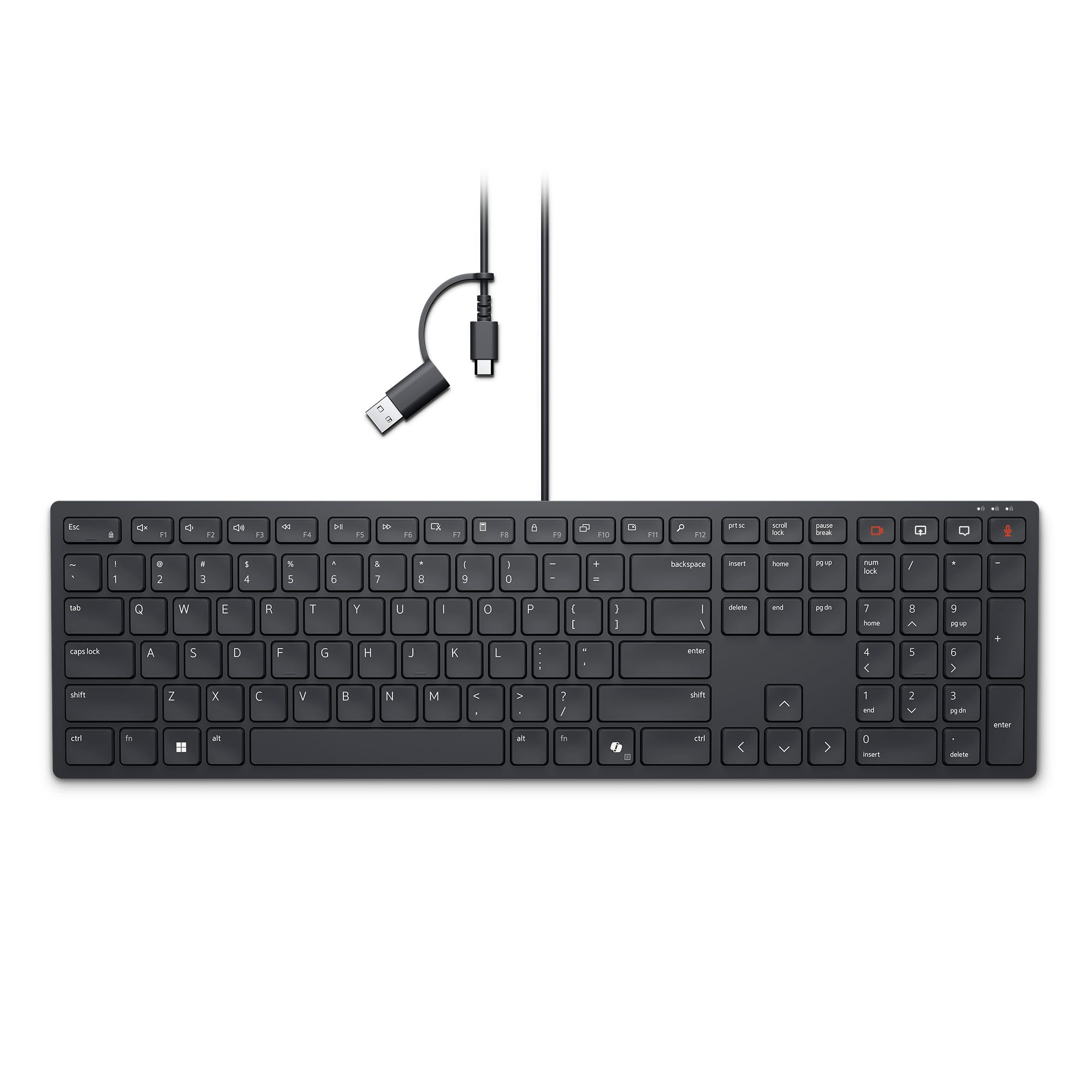 Dell Wireless Keyboard and Mouse - KM3322W, Wireless - 2.4GHz, Optical LED Sensor, Mechanical Scroll, Anti-Fade Plunger Keys, 6 Multimedia Keys, Tilt Leg - Black (REFURBISHED-LIKE NEW)