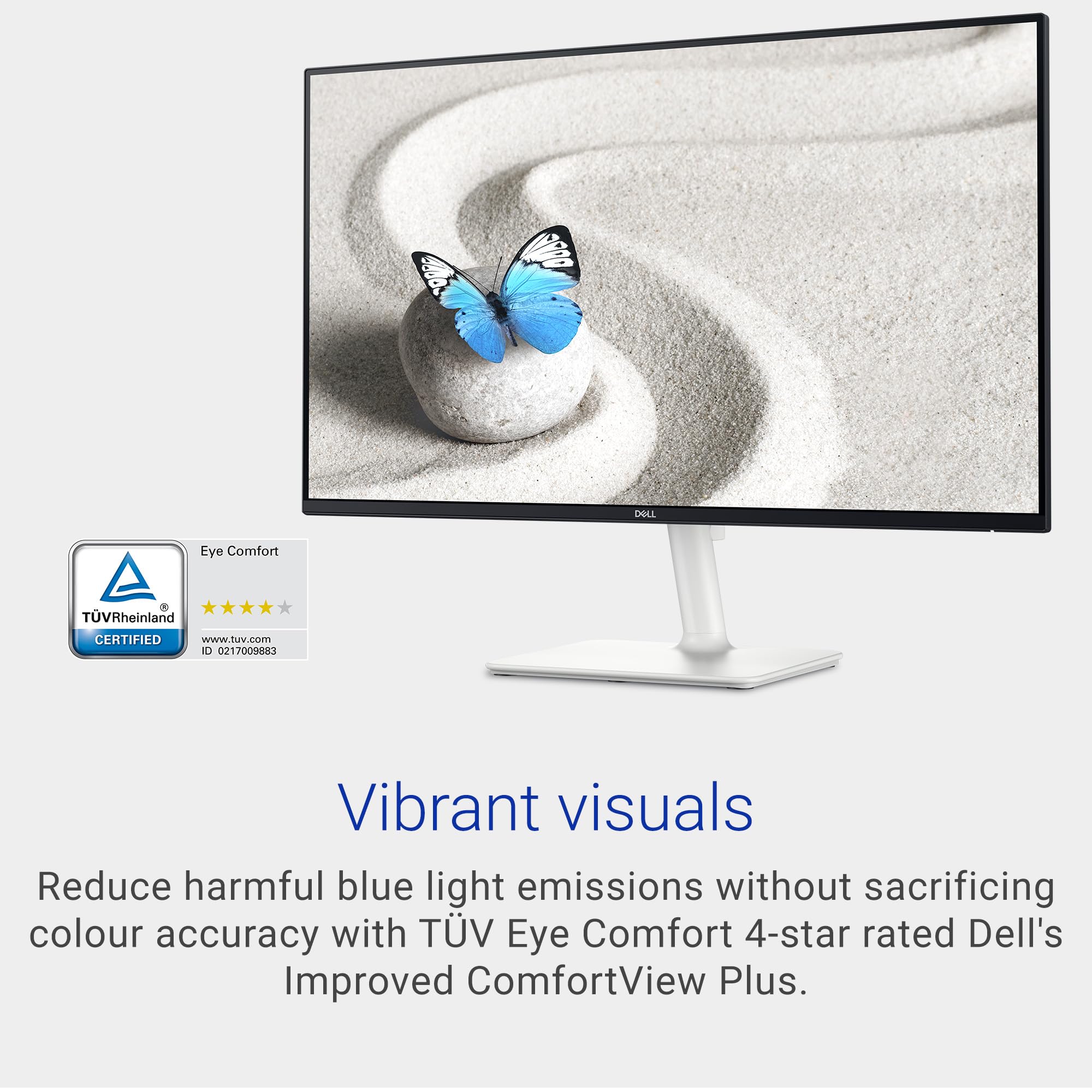 Dell S2425H Monitor - 23.8 Inch, FHD (1920x1080) Display, 100Hz Refresh Rate, 1500:1 Contrast Ratio, 99% sRGB, TÜV Rheinland Eye Comfort 4 Star, Integrated 2x5W Speaker, Tilt- Ash White Color (NEW)