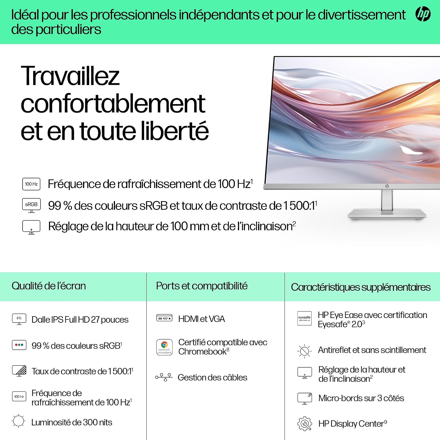 HP Series 5 27 inch FHD Height Adjust Monitor - 527sh (NEW)