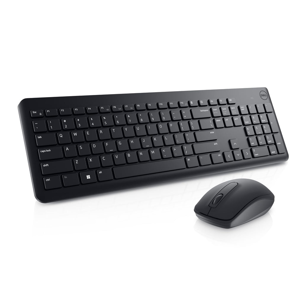 Dell Wireless Keyboard and Mouse - KM3322W, Wireless - 2.4GHz, Optical LED Sensor, Mechanical Scroll, Anti-Fade Plunger Keys, 6 Multimedia Keys, Tilt Leg - Black (REFURBISHED-LIKE NEW)