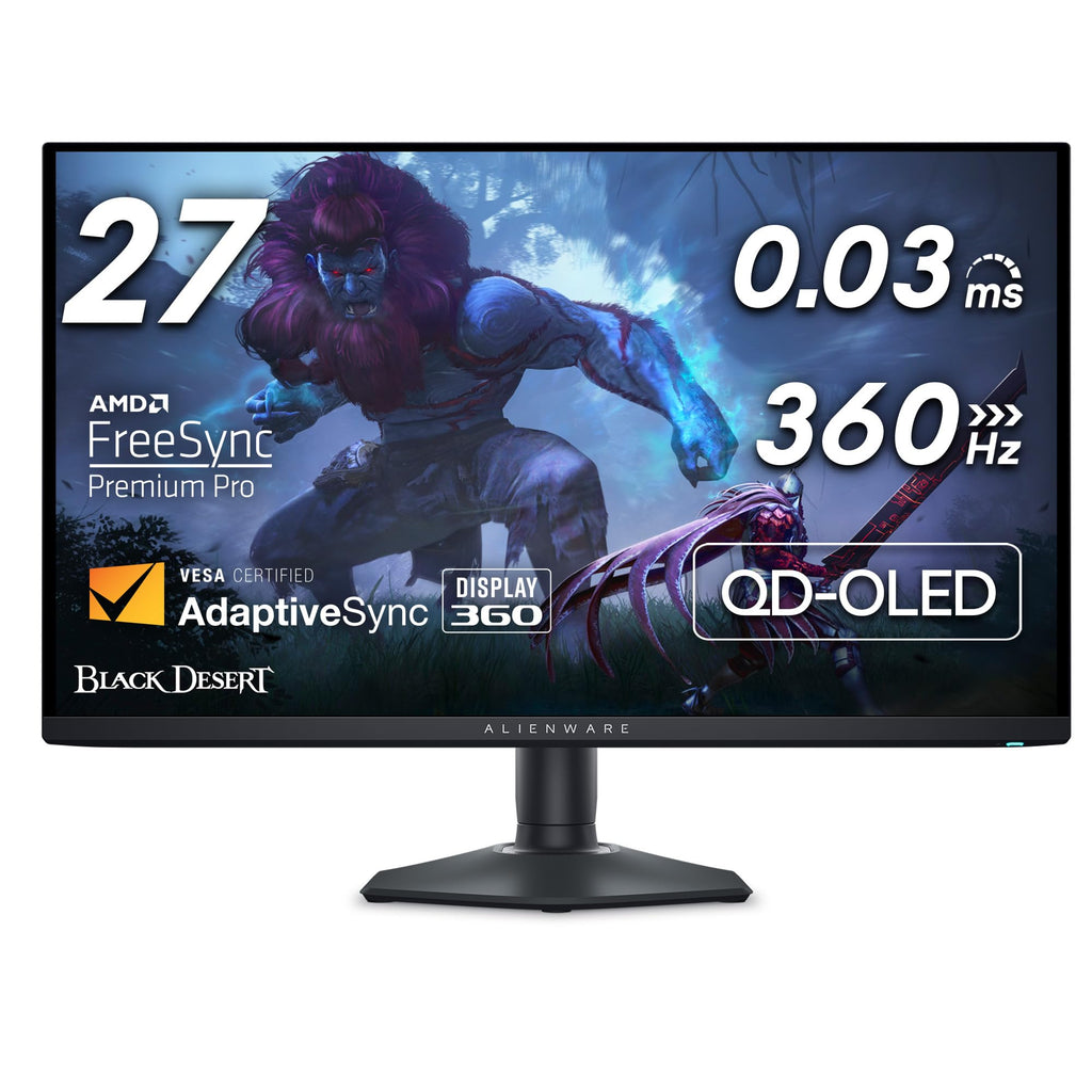 Alienware AW2725DF OLED Gaming Monitor - 26.7-inch Quantom-Dot WQHD (2560x1440) 360Hz 0.03Ms Display, AMD FreeSync Premium Pro, HDMI/DP/USB 3.2 Gen1, Height/Tilt/Swivel/Pivot Adjustability - Black (NEW)