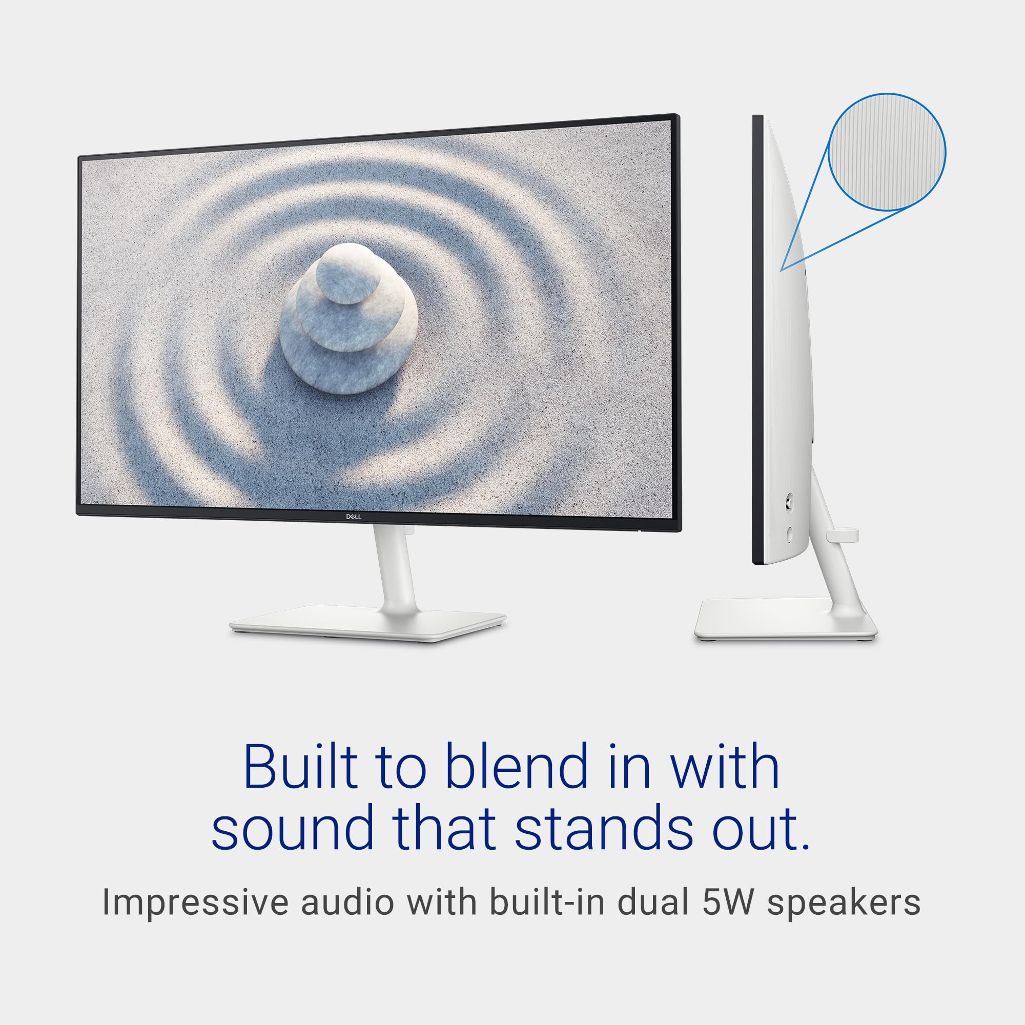 Dell S2725H Monitor - 27 Inch, FHD (1920x1080) Display, 100Hz Refresh Rate, 1500:1 Contrast Ratio, 99% sRGB, TÜV Rheinland Eye Comfort 4 Star, Integrated 2x5W Speaker, Tilt- Ash White Color (NEW)